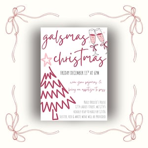 Galsmas Christmas Invite, Ladies Christmas Party Invite, Christmas Pajama Party Invite, Adult Christmas Party Invite, Christmas Girls Night
