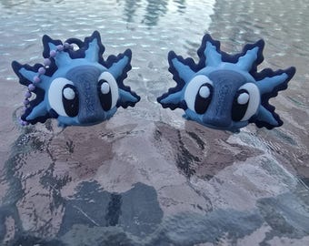 3D Printed Flexi Axolotl Toy, Keychain Option