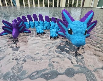 3D Printed Dragon Fidget Toy - Flexi Articulated Axolotl Dragon