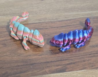 3D printed flexi chameleon, rainbow chameleon