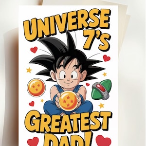 Cartão de Dia dos Pais ou Aniversário Dragon Ball Z A5 – Cartão de Anime Goku para Pai – Cartão DBZ para Ele – Presente de Anime Saiyan Super Dad