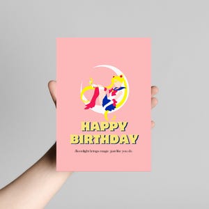 Personalisierte Sailor Moon Geburtstagskarte A5 | Benutzerdefinierte Anime Karte | Kawaii magisches Mädchen Gruß | Otaku Geschenk für Sie Mond Prinzessin Karte