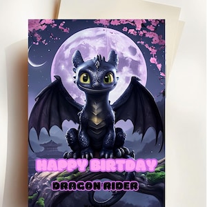 Cartão de aniversário personalizado para os amantes de dragões - Tema Como Treinar o Seu Dragão, cartão infantil personalizado