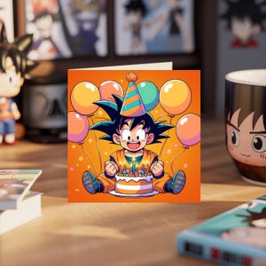 Kawaii Goku Geburtstagskarte Handgemacht Dragon Ball Z Anime Gruß Karte Fan Geschenk für Sie & Ihn