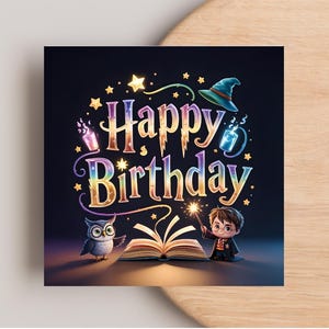 Personalisierte Harry Potter Geburtstagskarte - Magisches Hogwarts Zauberwelt Geschenk für HP Fans, Custom Zauberer Karte