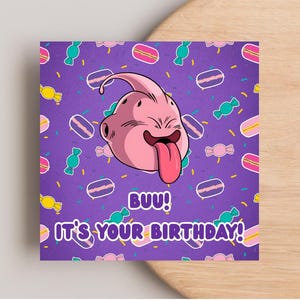 Majin Buu Dragon Ball Z Geburtstagskarte - DBZ Anime Otaku Geschenk für Goku Fans Perfekt für Geburtstage