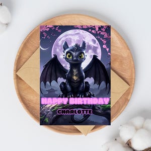 Biglietto di auguri di compleanno personalizzato per gli amanti dei draghi - Biglietto di auguri personalizzato per bambini - Tema di Dragon Trainer