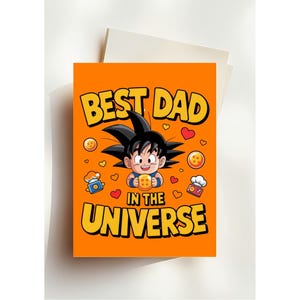 Dragon Ball Z Vatertags- oder Geburtstagskarte A5 – Goku Anime Karte für Papa – DBZ Karte für Ihn – Saiyan Super Dad Anime Geschenk