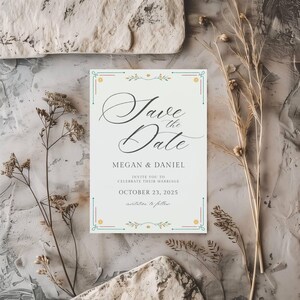 Modern Floral Save the Date Template | Eowyn Editable Elegant Invite Design | Printable Floral Wedding Invitation for Whimsical Wedding