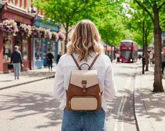 Small Vegan Leather Backpack for Women – Travel School Work Bag