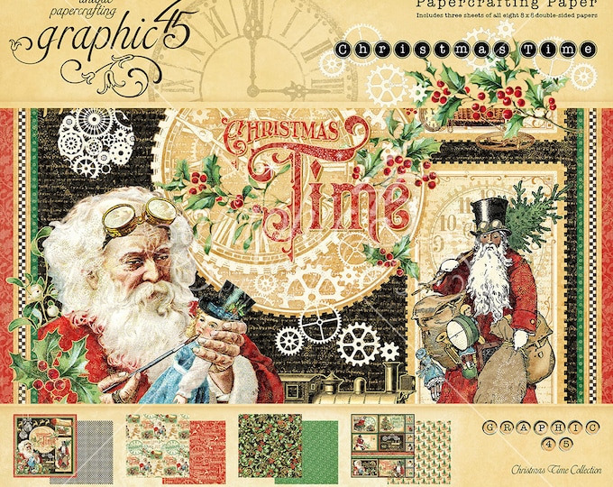 Graphic 45 Christmas Time 8 X 8 Paper Pad Etsy