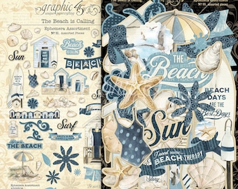 Graphic 45 The Beach Is Calling Ephemera Die Cuts