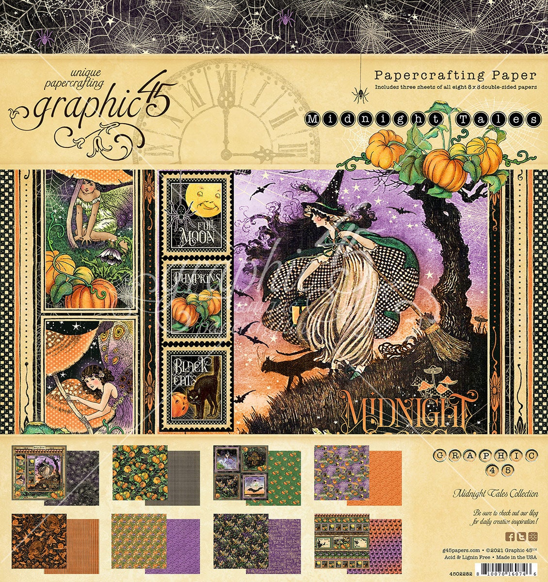 Midnight Masquerade 8x8 Scrapbooking Paper Pad Graphic 45 4501548 for sale  online