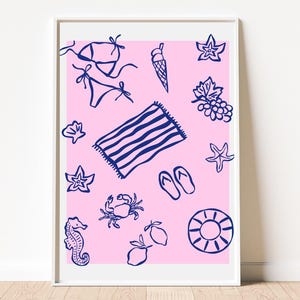 Pink Beach Wall Art | Aesthetic Coastal Printable | Soft Pastel Ocean Print | Digital Download for Gallery Wall | Summer Beach Decor