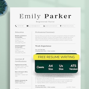 Nurse Resume Template Canva,Professional CV For Registered Nurse,Minimalist Nursing Resume Template, Medical Assistant Resume,Medical Resume