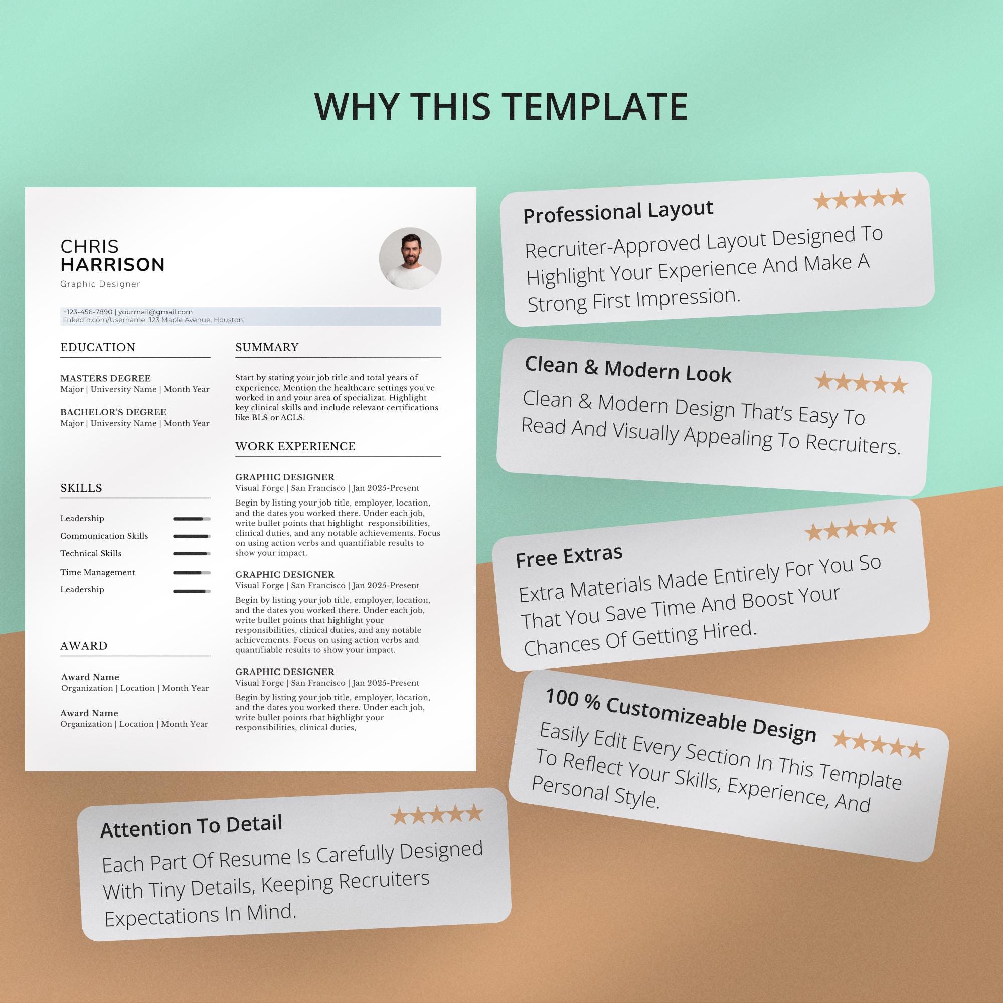 Editable Modern Canva CV Template, Simple and Clean Resume ...