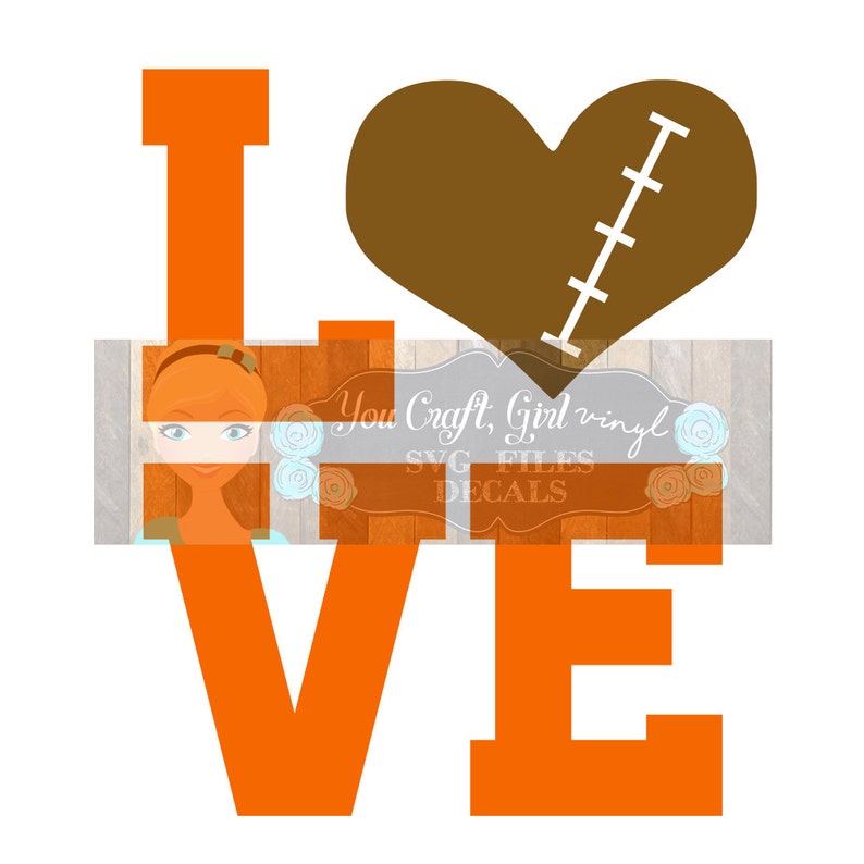 Love Football Svg Dxf Png Pdf Zip File Commercial Use SVG Digital File car decal t shirt clothing football team football heart svg image 1