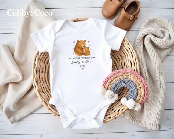 Our First Fathers Day Babygrow, Personalised Baby Grow, Custom