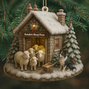 Schaf Farm Ornament, Weihnachtsbaum Dekoration, Acryl Ornament, Christbaumschmuck, Weihnachtsgeschenke