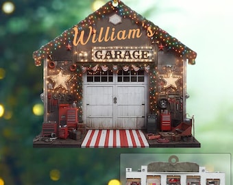 Personalized Garage Ornament, 2D Acrylic Flat Ornament Not 3D, Mechanic Ornament, Car Enthusiasts, Mechanic Gift, Mechanic Repair Shop Decor