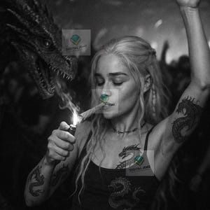 Daenerys Rave Night Print – Game of Thrones-Inspired  Art | Dragon Queen Wall Decor | Dark Fantasy Poster | Print and frame OR Digital only
