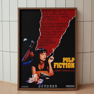 Pulp Fiction Poster – Digital Download, Cult Movie Wall Art, Quentin Tarantino Print, Vintage Film Decor, Mia Wallace Poster, Minimalist