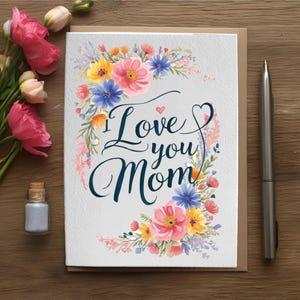 Printable Mother’s Day Card Template, Happy Mother’s Day, Floral, Instant Download