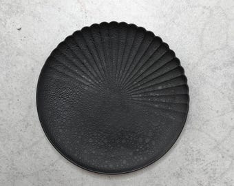 Hasami Arita Ware Porcelain Plate - Chrysanthemum Carving, 16cm