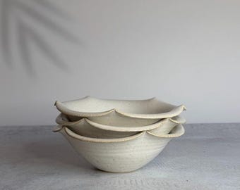 信楽白花りんか鉢｜手作りの日本製陶器｜白花模様の炻器鉢