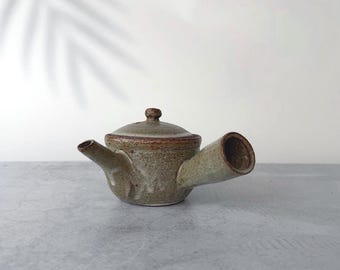 Shigaraki Ware Japanese Teapot | Kiln-Changed Deep Kyusu 300ml | Handmade Clay Teapot Made in Japan