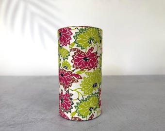 Japanese Washi Tea Canister 200g | Summer Flowers Tin | Japanese Storage Caddy | Made in Japan