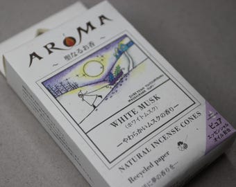 Japanese White Musk Incense Cones: Aromatherapy Meditation Set, Made in Japan