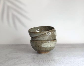 Minoyaki White Brush with Clay Ash Glaze Nakahira Bowl I Made In Japan
