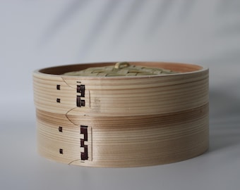Vapeur fait main en cèdre et bambou du Japon | Cuiseur vapeur traditionnel en bois | Batterie de cuisine écologique