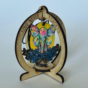 Colorful Elephant Ornament, Love never Forgets, Forget me nots