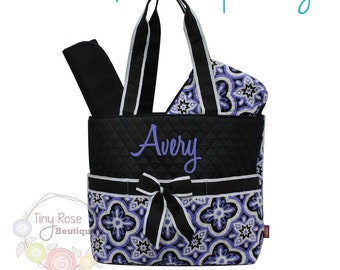 Items similar to Baby Girl Personalized Minky Diaper Bag Gift Set With ...