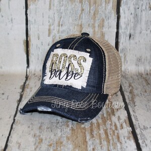 Boss Babe Patch Hat, Distressed Denim Trucker Hat image 2