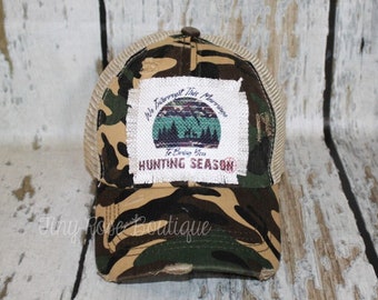 Camo Hunting Patch Hat, Ponytail Trucker Hat