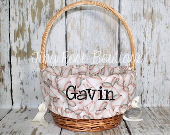 Personalized Easter Basket Liner - Personalized Baseball Basket