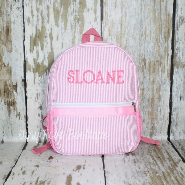 Toddler Seersucker Backpack personalized Sloane - Ready to Ship