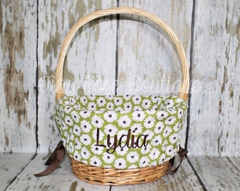 Personalized Easter Basket Liner - Daisy Flowers