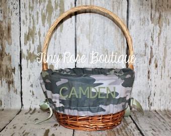 Gray Camo Easter Basket Liner - Comes Personalized - Camouflage