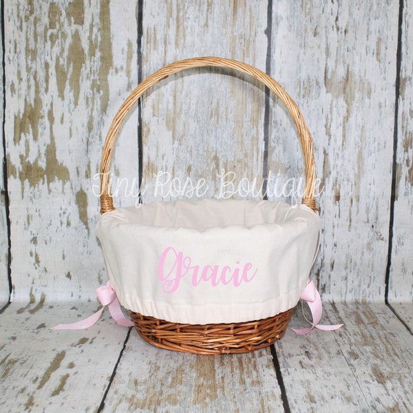 Easter Basket Liner- Natural Canvas - Comes Personalized