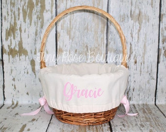 Easter Basket Liner- Natural Canvas - Comes Personalized