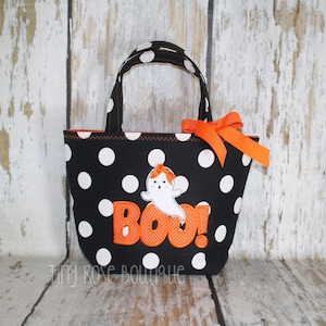 Boo Halloween Trick or Treat Tote Bag, Halloween Tote Bag, Can Be Personalized image 1