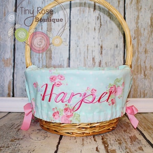 Easter Basket Liner Shabby Chic Floral Comes Personalized image 1