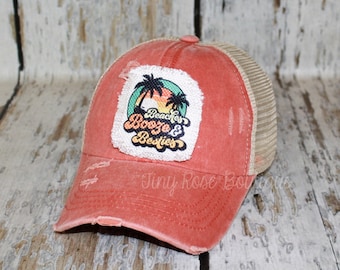 Beaches Beer and Besties Hat, Ponytail Trucker Hat