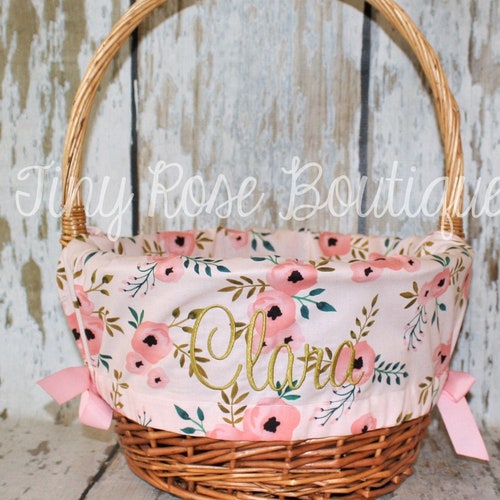 Easter Basket Liner Shabby Chic Floral Comes Personalized Etsy