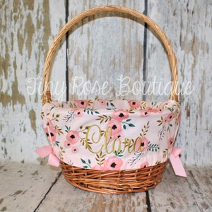 Easter Basket Liner- Blush Floral- Comes Personalized