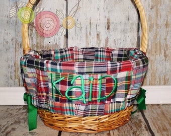 Personalized Easter Basket Liner - Madras Plaid